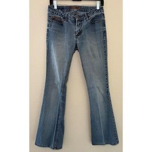 l.e.i. Women's Junior Flared Leg Low Rise Jeans Size 9 Faded Denim Y2K